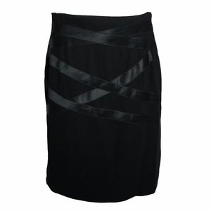 Escada Skirt Pencil Style Black Wool Satin Vintage Retro 90s Size 38